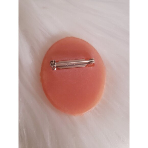 Vintage Avon - Cameo Oval Pin Brooch Burnt Orange Cream Floral Bouquet - Picture 2 of 2